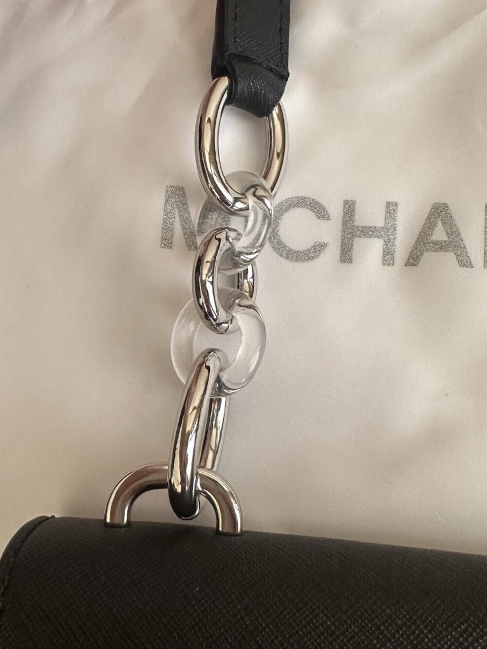 NWT Michael Kors Cynthia Shoulder Bag Black Flap Leather Extra Strap $248 Classi - Picture 6 of 10